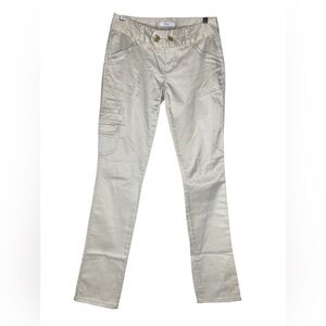 NWOT! Vintage Express Shiny Cream Straight Cargo Pants Y2K - Size 0